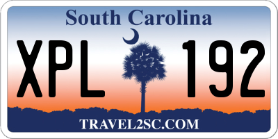 SC license plate XPL192