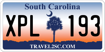 SC license plate XPL193