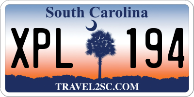 SC license plate XPL194