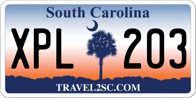 SC license plate XPL203