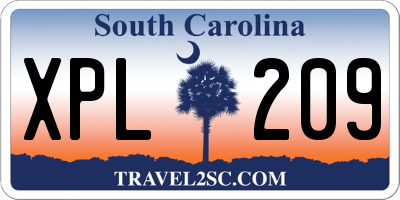 SC license plate XPL209