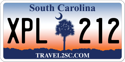 SC license plate XPL212