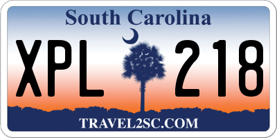 SC license plate XPL218