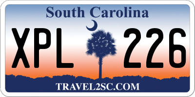 SC license plate XPL226