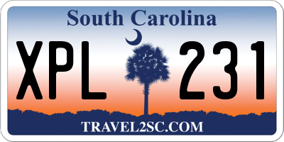 SC license plate XPL231
