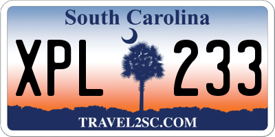 SC license plate XPL233