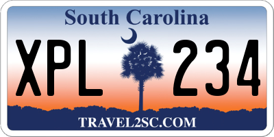 SC license plate XPL234
