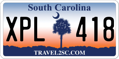 SC license plate XPL418