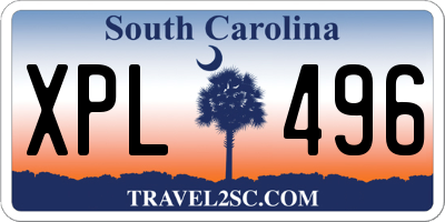 SC license plate XPL496