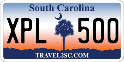 SC license plate XPL500