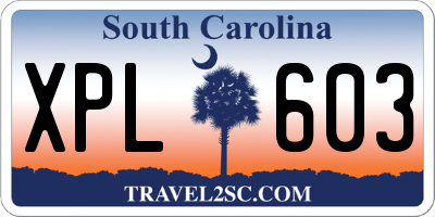 SC license plate XPL603
