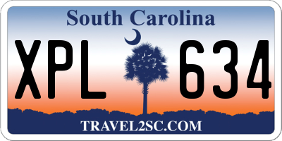 SC license plate XPL634