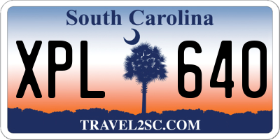 SC license plate XPL640