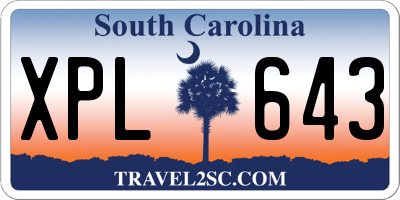 SC license plate XPL643
