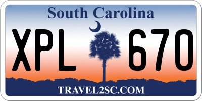 SC license plate XPL670