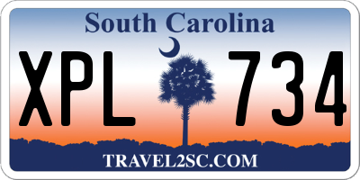 SC license plate XPL734