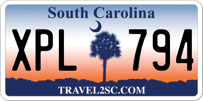 SC license plate XPL794