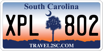 SC license plate XPL802