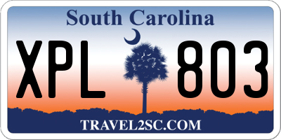 SC license plate XPL803