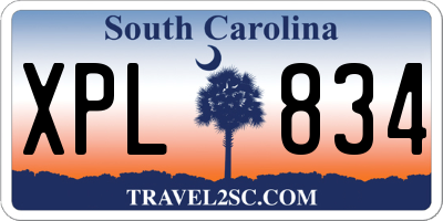SC license plate XPL834