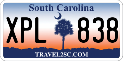 SC license plate XPL838