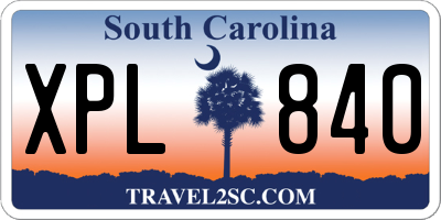 SC license plate XPL840