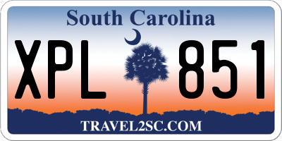 SC license plate XPL851