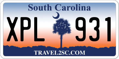SC license plate XPL931