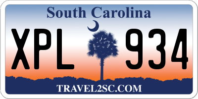 SC license plate XPL934