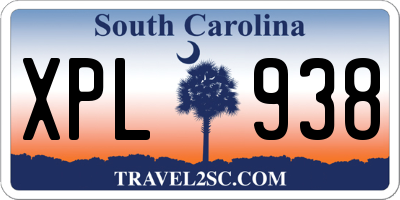 SC license plate XPL938