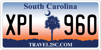 SC license plate XPL960