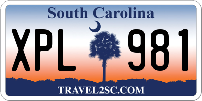 SC license plate XPL981
