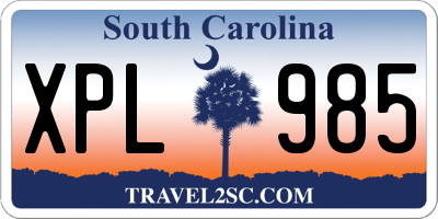 SC license plate XPL985