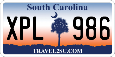 SC license plate XPL986