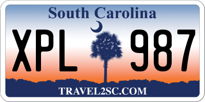 SC license plate XPL987