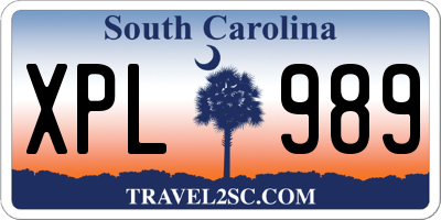 SC license plate XPL989