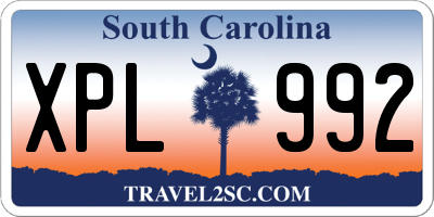 SC license plate XPL992