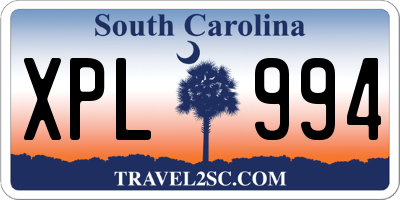 SC license plate XPL994