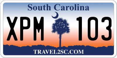 SC license plate XPM103