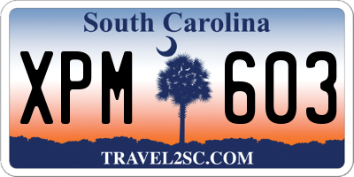SC license plate XPM603