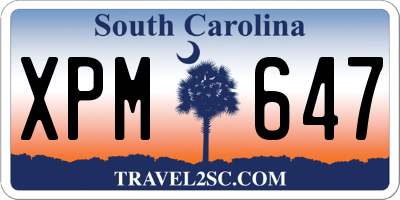 SC license plate XPM647