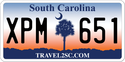 SC license plate XPM651