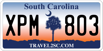 SC license plate XPM803