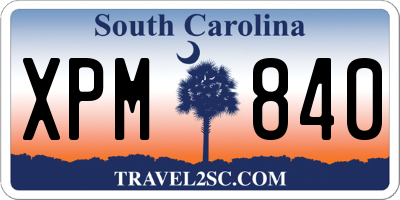 SC license plate XPM840