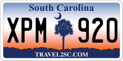 SC license plate XPM920