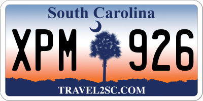 SC license plate XPM926