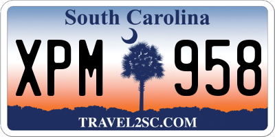 SC license plate XPM958