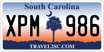 SC license plate XPM986