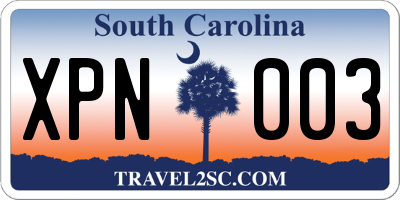 SC license plate XPN003