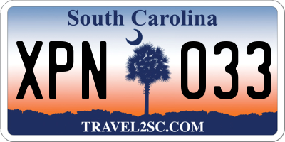 SC license plate XPN033